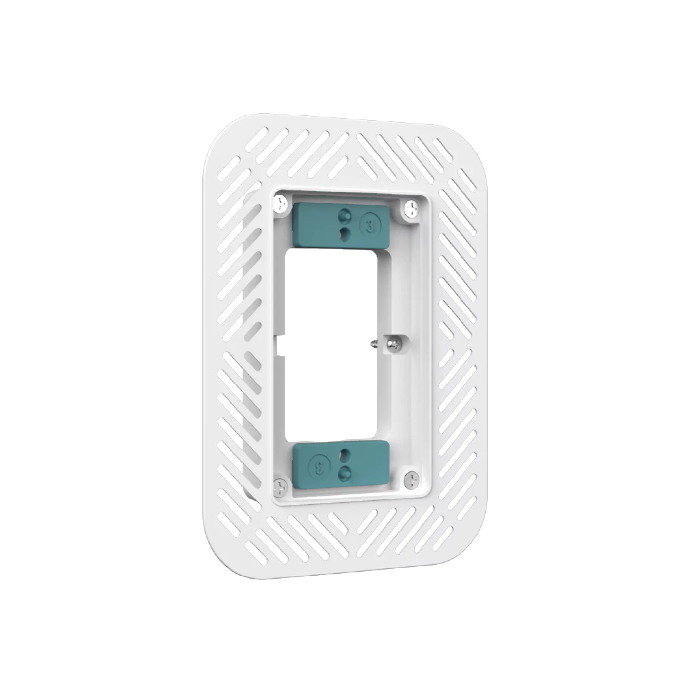Angle view of CONCEAL 1-gang flush mount system mud ring