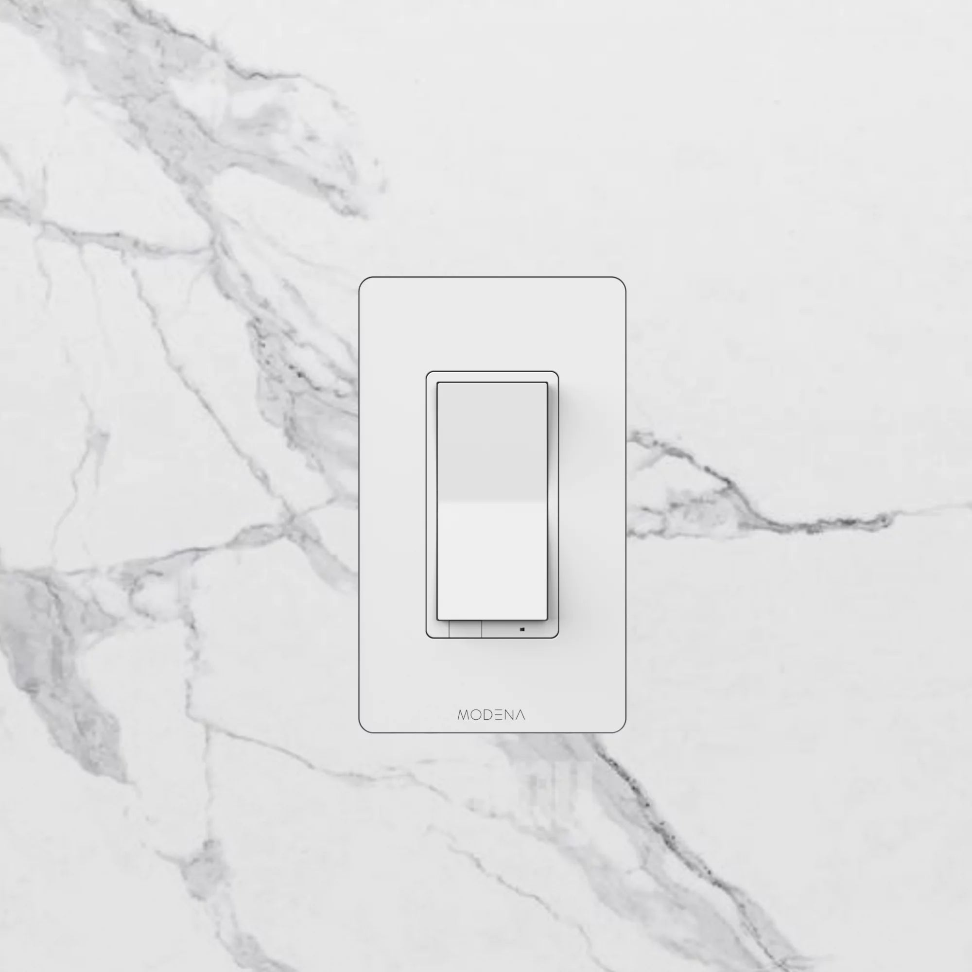 Front view of CONCEAL 1-gang flush mount system for Decora switches and outlets installed in solid surface